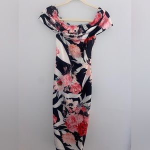 Floral off the shoulder dress with open back